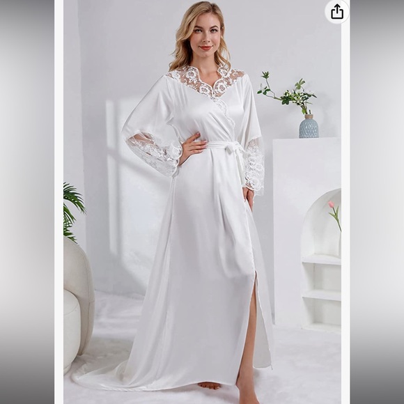 Robes Long with Flared Lace Cuffs for Wedding Bridal Party Maternity Gowns - Picture 7 of 10